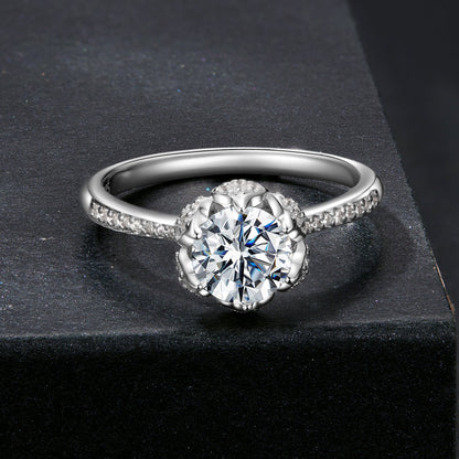 925 Sterling Silver Moissanite Ring 1ct Size 6 White Gold Plated for Women