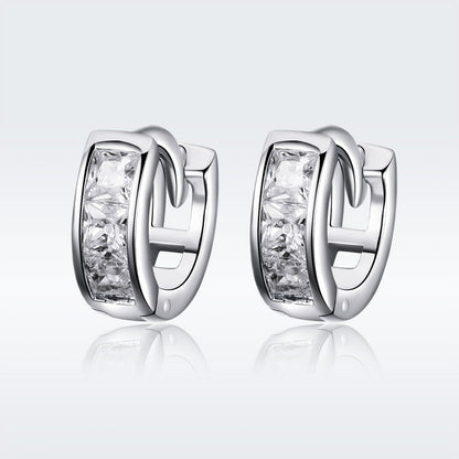925 Sterling Silver Plated Platinum Pavé Setting CZ Earrings