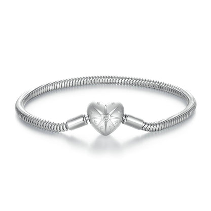 925 Sterling Silver + Pavé Setting White Gold Bracelet 17.0cm for Women
