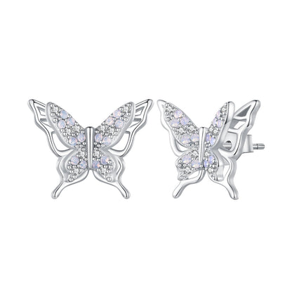 925 Sterling Silver Opal Nanometer Stone Earrings for Women