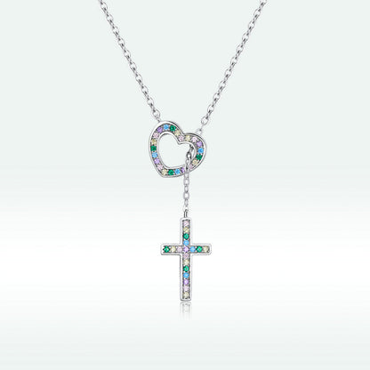 925 Sterling Silver Plated Necklace with Adjustable Length 42.5cm and CZ for Women