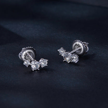 925 Sterling Silver Moissanite 0.01 Carat Earrings Size 4*9mm for Women