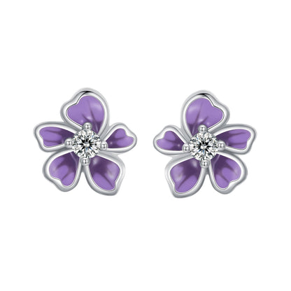 S925 Sterling Silver Plated Platinum Enamel Earrings for Women