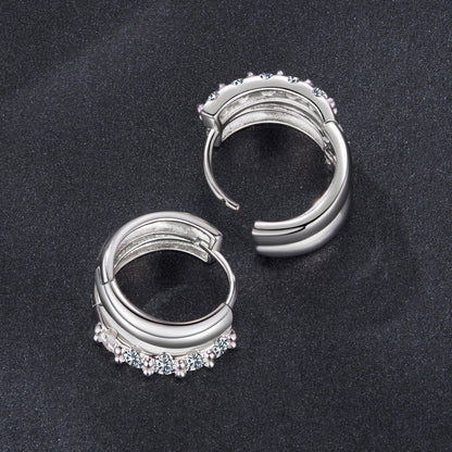 925 Sterling Silver Moissanite 0.06 Carat White Gold Plated Earrings for Women