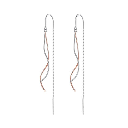 925 Sterling Silver Earrings 56*10mm Plated Platinum Rose Gold for Women