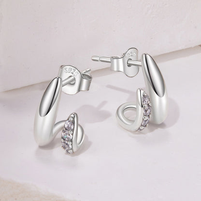 925 Sterling Silver Earrings with Pavé Setting CZ