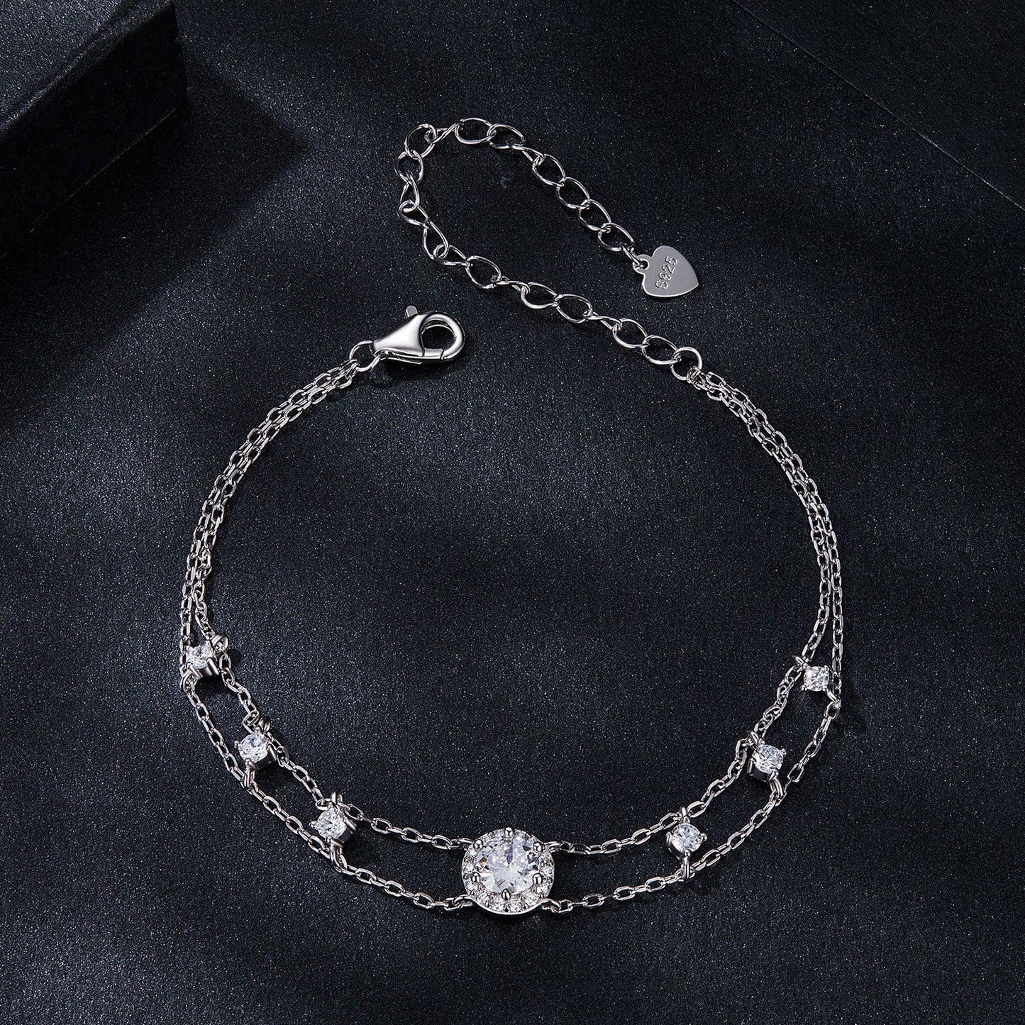925 Sterling Silver 5.0mm Moissanite Bracelet with CZ and White Gold Plating for Women