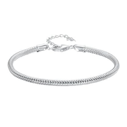 925 Sterling Silver Plated Platinum Bracelet with Adjustable Length for Women