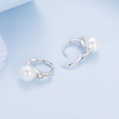 925 Sterling Silver Earrings with Quality Shell Pearl and CZ for Women
