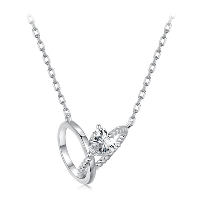 925 Sterling Silver White Gold Plated 40+5cm Necklace with Pavé CZ for Women