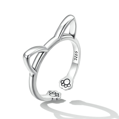 925 Sterling Silver Oxidized Paw Design Ring