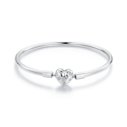 925 Sterling Silver White Gold Plated 17.0cm CZ Bracelet for Women