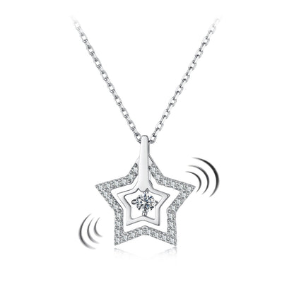 925 Sterling Silver White Gold Plated Moissanite 40+5cm Necklace for Women