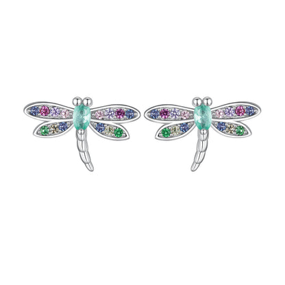 925 Sterling Silver Earrings with Pavé CZ and Transparent Glass