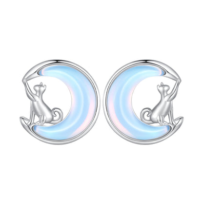 925 Sterling Silver Earrings with Transparent Glass, 13mm x 12mm for Women
