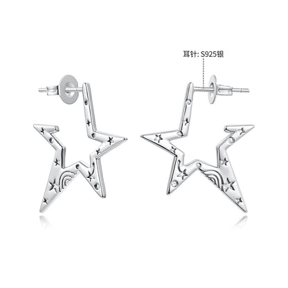 925 Sterling Silver White Gold Plated 2.3 cm Copper Earrings for Women