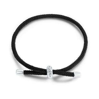 925 Sterling Silver and White Gold Plated Rope Bracelet for Men