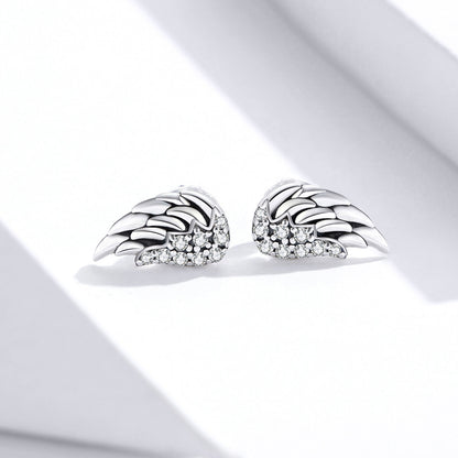 925 Sterling Silver Earrings with Pavé Setting CZ - 1.1x0.6cm
