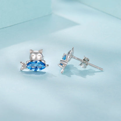 925 Sterling Silver 0.8cm White Gold Plated CZ Earrings for Women