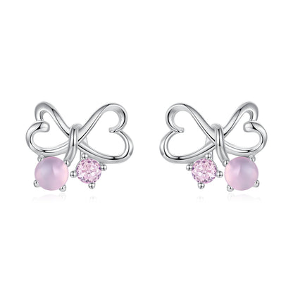 925 Sterling Silver Earrings with Pavé Setting CZ and Transparent Glass for Women