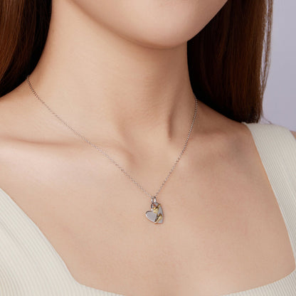 925 Sterling Silver + Plated White Gold + Plated Gold 1.8*1.2cm Necklace for Women