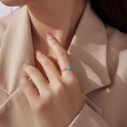 925 Sterling Silver Synthetic Turquoise Ring for Women