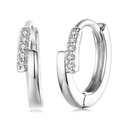 925 Sterling Silver Earrings with Pavé Setting CZ in White Gold for Women