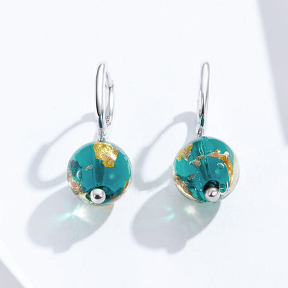 925 Sterling Silver Earrings with Glass Bead for Women