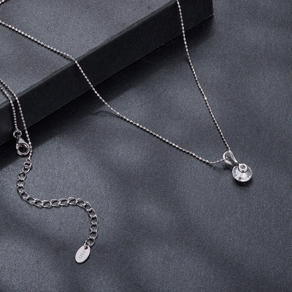 925 Sterling Silver Moissanite Necklace 40+5cm with White Gold Plating for Women