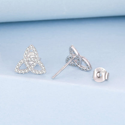 925 Sterling Silver White Gold Plated Pavé CZ Earrings
