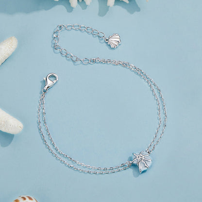 925 Sterling Silver White Gold Plated Bracelet with Enamel Process