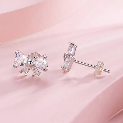 925 Sterling Silver White Gold Plated CZ Earrings for Women - 0.7x1.0cm