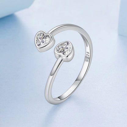925 Sterling Silver Heart Shaped 0.17cm CZ Ring for Women