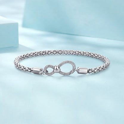 925 Sterling Silver Infinity Love Bracelet for Women - Size 17.0