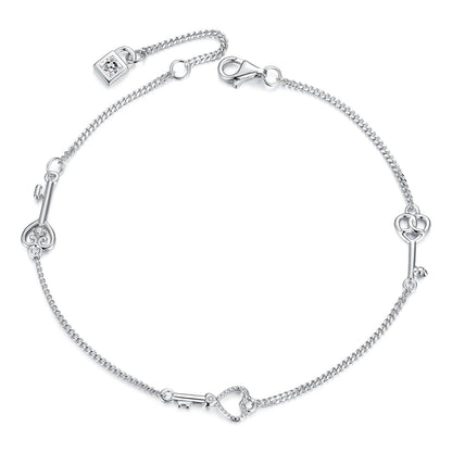 925 Sterling Silver White Gold Plated 21cm Pavé CZ Bracelet for Women