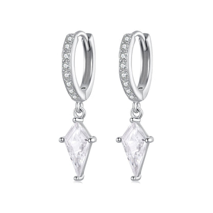 925 Sterling Silver White Gold Plated Earrings with CZ for Women