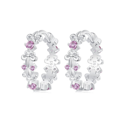 925 Sterling Silver Pavé CZ White Gold Plated Earrings for Women