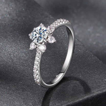 925 Sterling Silver Pavé Moissanite Ring with CZ - Size 6