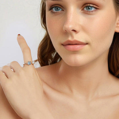 925 Sterling Silver Turtle Ring with Quality Shell Pearl & CZ - Size: nan