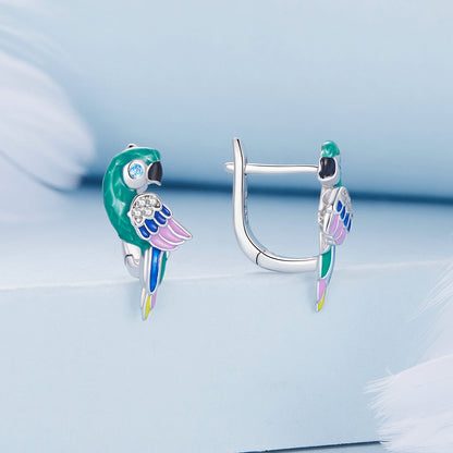 925 Sterling Silver Enamel Crafted Earrings for Women - 16x9mm