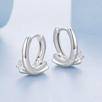 925 Sterling Silver Earrings with White Gold Plating and CZ