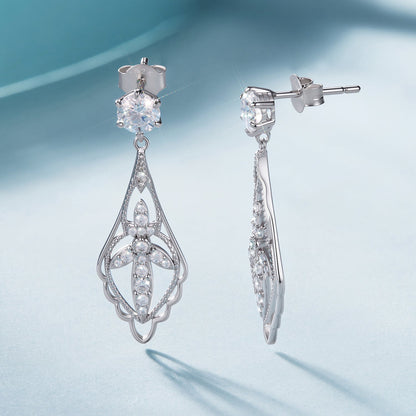 925 Sterling Silver 0.50 Carat Moissanite Earrings with White Gold Plating for Women