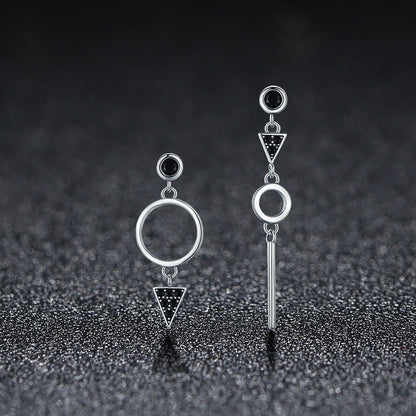 925 Sterling Silver Oxidized Pavé Setting CZ Earrings