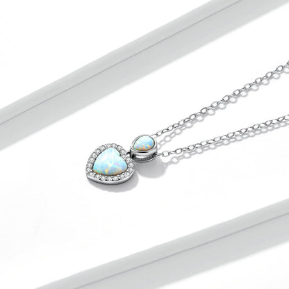 925 Sterling Silver Genuine Translucent Opal Necklace with CZ for Women