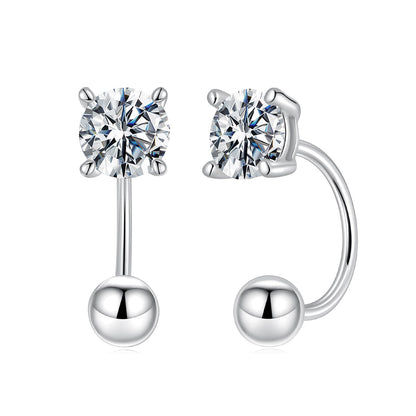 925 Sterling Silver Moissanite 0.1ct Earrings 1.3cm for Women
