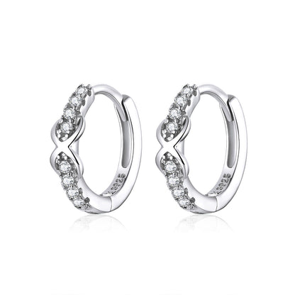 925 Sterling Silver Plated Platinum CZ Pavé Earrings for Women