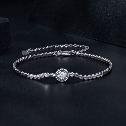 S925 Sterling Silver 5.0mm Moissanite Bracelet for Women