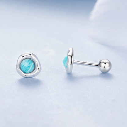925 Sterling Silver Amazonite Earrings 0.55cm Plated White Gold for Women