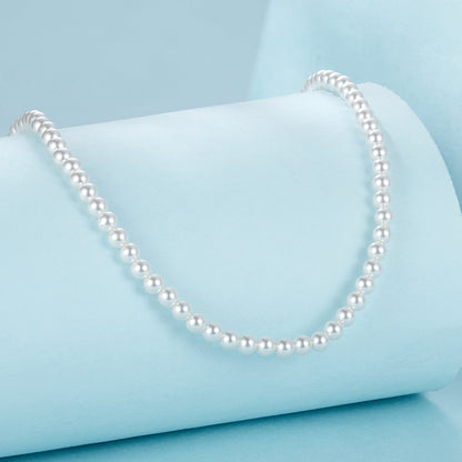 925 Sterling Silver White Gold Plated Necklace with Quality Shell Pearl for Women