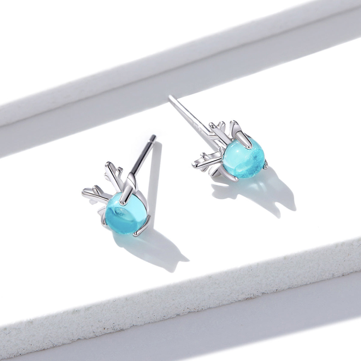 925 Sterling Silver Transparent Glass Earrings